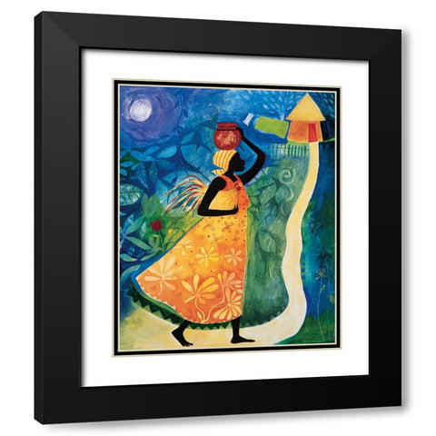 Follow the Road Black Modern Wood Framed Art Print with Double Matting by Unknown