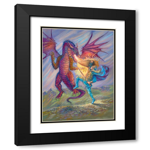 Slay the Dragon Black Modern Wood Framed Art Print with Double Matting by Unknown