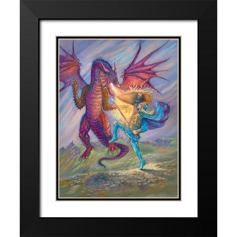 Slay the Dragon Black Modern Wood Framed Art Print with Double Matting by Unknown