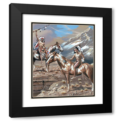 War Party I Black Modern Wood Framed Art Print with Double Matting by Unknown