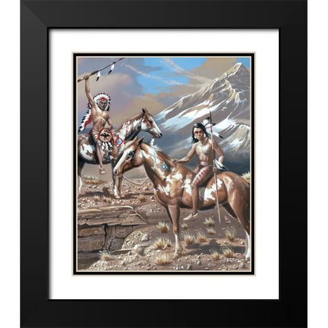 War Party I Black Modern Wood Framed Art Print with Double Matting by Unknown