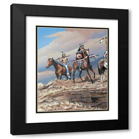 War Party II Black Modern Wood Framed Art Print with Double Matting by Unknown