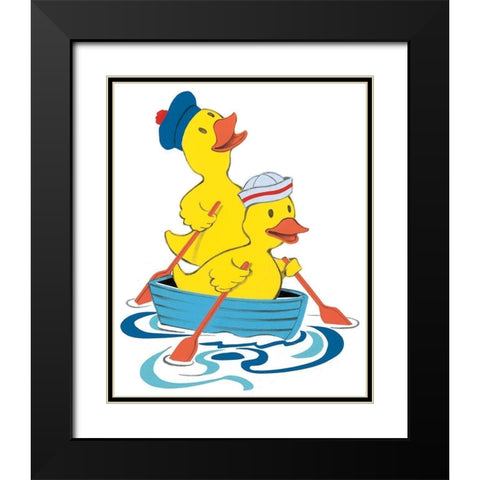 Ducks Sailing Black Modern Wood Framed Art Print with Double Matting by Unknown