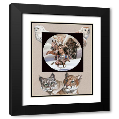 Indian Circle of Life Black Modern Wood Framed Art Print with Double Matting by Unknown