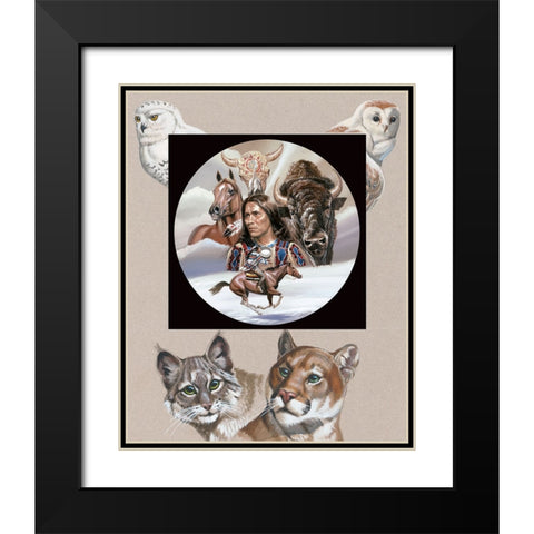 Indian Circle of Life Black Modern Wood Framed Art Print with Double Matting by Unknown