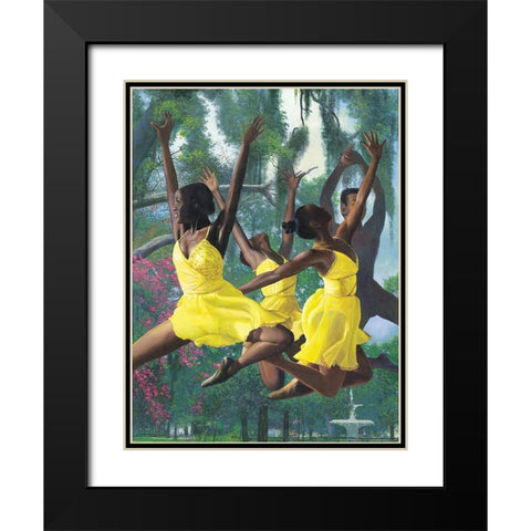 Jump Black Modern Wood Framed Art Print with Double Matting by Unknown