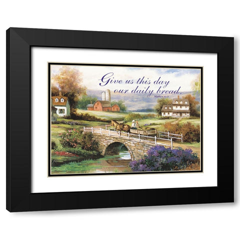 Matthew 6:11 Black Modern Wood Framed Art Print with Double Matting by Unknown