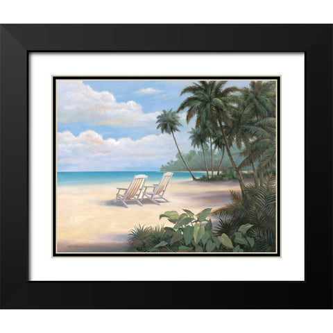 Two Chairs on Beach Black Modern Wood Framed Art Print with Double Matting by Unknown