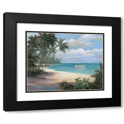 On the Beach Black Modern Wood Framed Art Print with Double Matting by Unknown