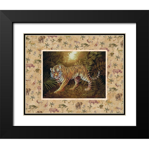 Tiger Safari Black Modern Wood Framed Art Print with Double Matting by Unknown