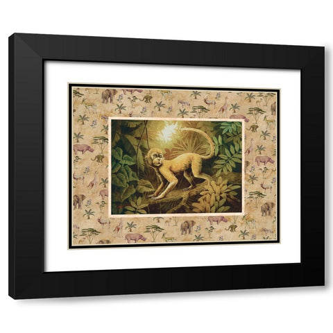 Monkey Safari Black Modern Wood Framed Art Print with Double Matting by Unknown
