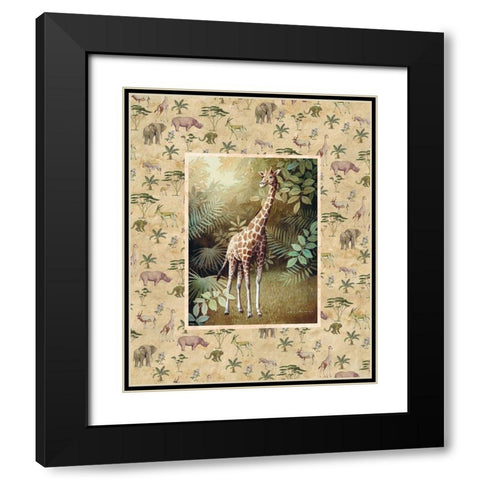Giraffe Safari Black Modern Wood Framed Art Print with Double Matting by Unknown
