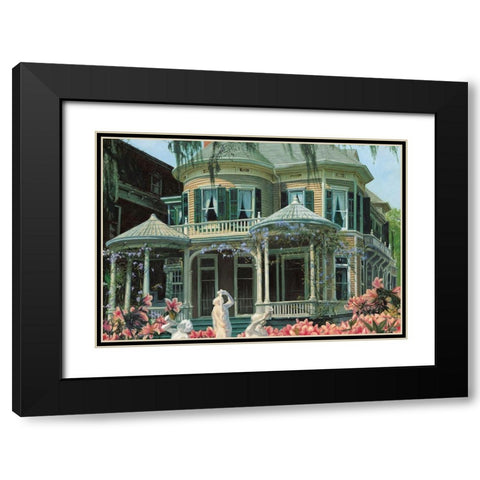 Southern Mansion Black Modern Wood Framed Art Print with Double Matting by Unknown