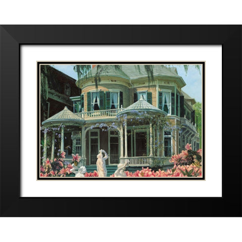 Southern Mansion Black Modern Wood Framed Art Print with Double Matting by Unknown