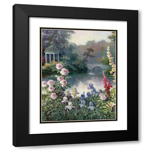 Gazebo on Lake I Black Modern Wood Framed Art Print with Double Matting by Unknown