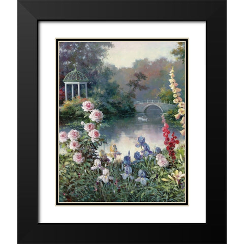 Gazebo on Lake I Black Modern Wood Framed Art Print with Double Matting by Unknown
