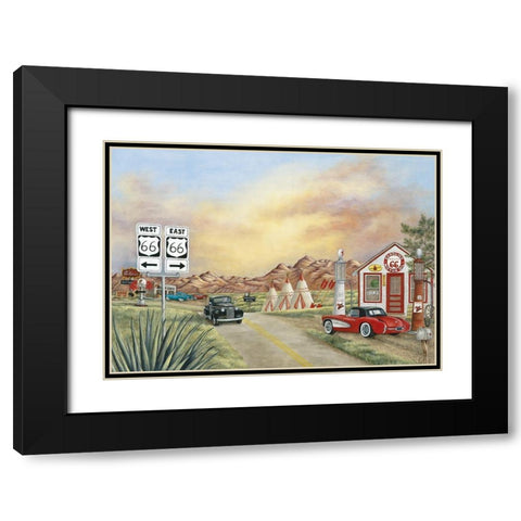 Route 66 II Black Modern Wood Framed Art Print with Double Matting by Unknown