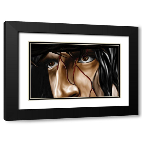 Pain and Sorrow Black Modern Wood Framed Art Print with Double Matting by Unknown