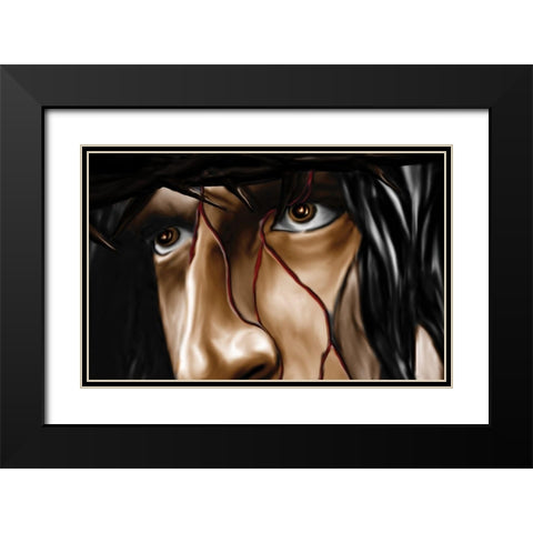 Pain and Sorrow Black Modern Wood Framed Art Print with Double Matting by Unknown