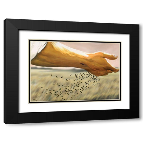 Seed Sower Black Modern Wood Framed Art Print with Double Matting by Unknown