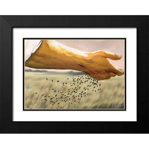 Seed Sower Black Modern Wood Framed Art Print with Double Matting by Unknown
