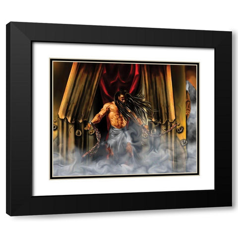 Samson in the Temple Black Modern Wood Framed Art Print with Double Matting by Unknown