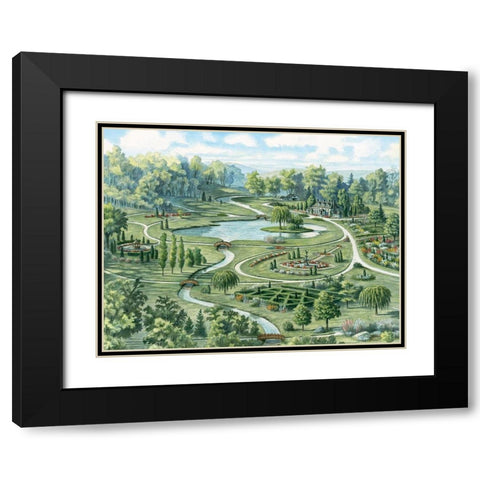 Estate Gardens Black Modern Wood Framed Art Print with Double Matting by Unknown