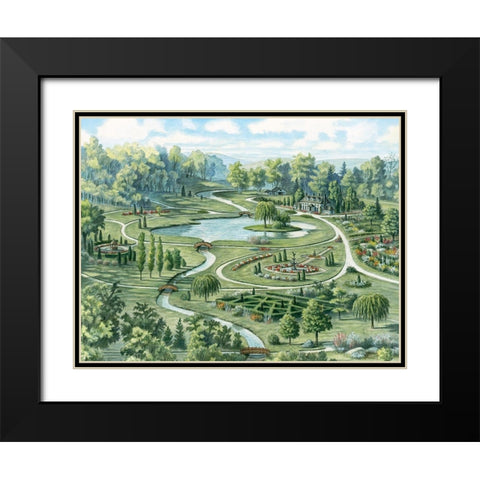 Estate Gardens Black Modern Wood Framed Art Print with Double Matting by Unknown