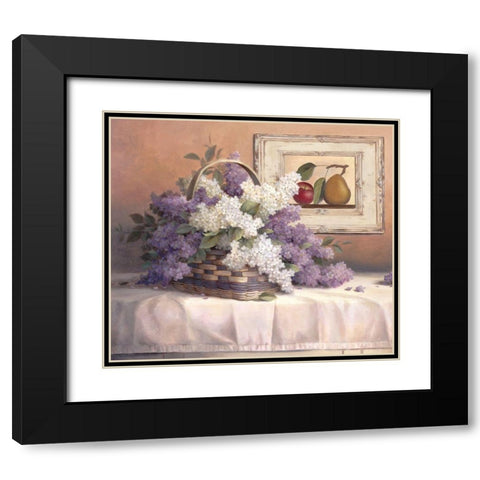 Lavendar Flowers Black Modern Wood Framed Art Print with Double Matting by Unknown