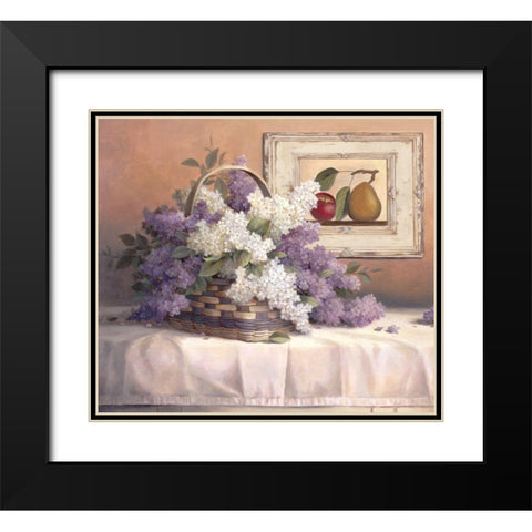 Lavendar Flowers Black Modern Wood Framed Art Print with Double Matting by Unknown