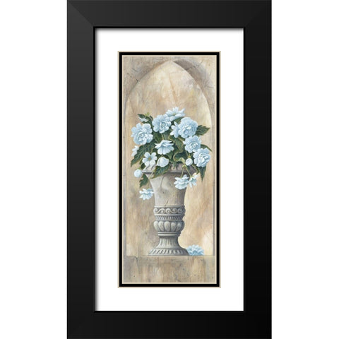 Vase White Flowers Black Modern Wood Framed Art Print with Double Matting by Unknown