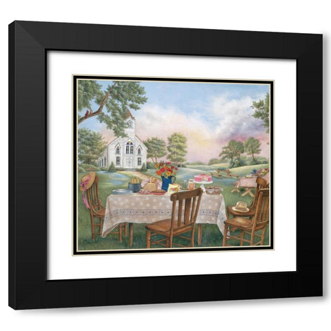 Church Picnic Black Modern Wood Framed Art Print with Double Matting by Unknown