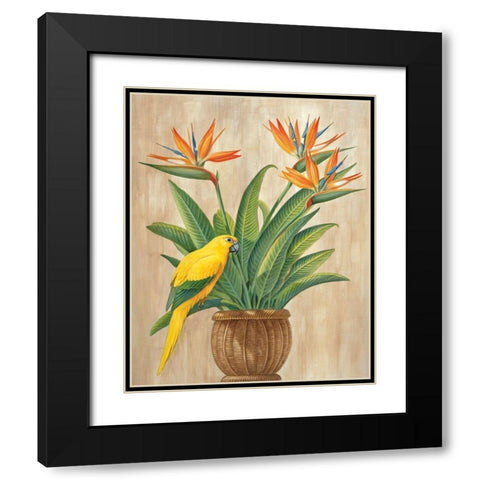 Parrot and Passion Black Modern Wood Framed Art Print with Double Matting by Unknown