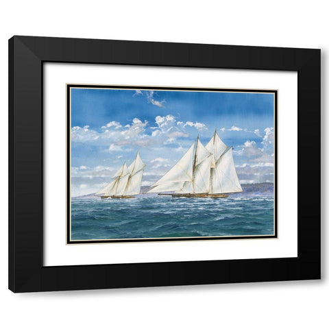 Sloops and Sail I Black Modern Wood Framed Art Print with Double Matting by Unknown