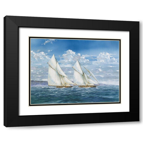 Sloops and Sail II Black Modern Wood Framed Art Print with Double Matting by Unknown