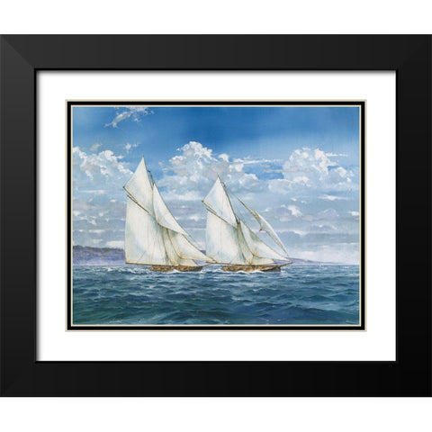 Sloops and Sail II Black Modern Wood Framed Art Print with Double Matting by Unknown