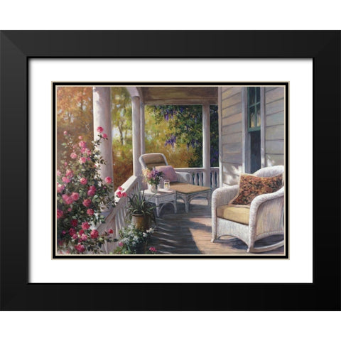Wicker Porch Black Modern Wood Framed Art Print with Double Matting by Unknown