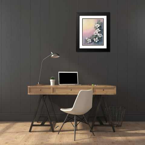 Magnolia OP Black Modern Wood Framed Art Print with Double Matting by Unknown