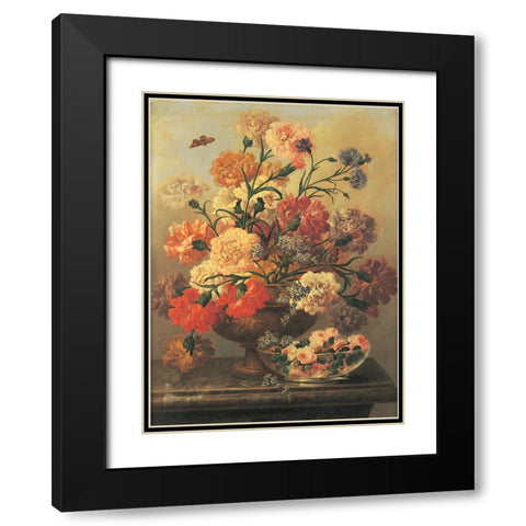Classic Floral Black Modern Wood Framed Art Print with Double Matting by Unknown