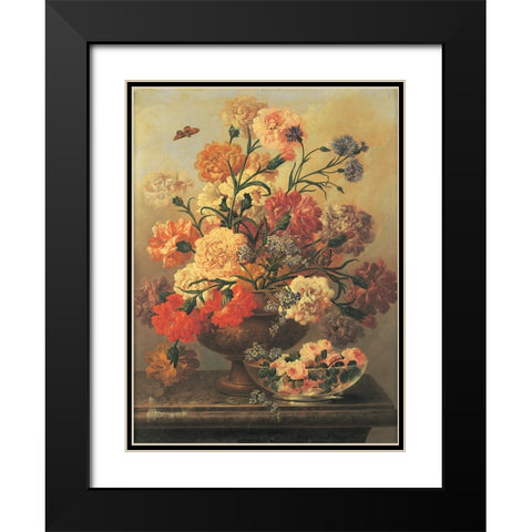 Classic Floral Black Modern Wood Framed Art Print with Double Matting by Unknown