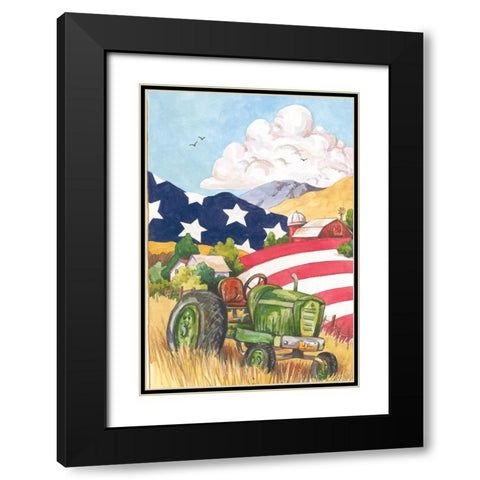 American Tractor Black Modern Wood Framed Art Print with Double Matting by Unknown
