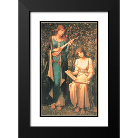 Two Women Black Modern Wood Framed Art Print with Double Matting by Unknown