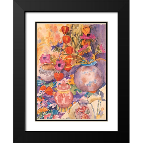 Floral Pandemonium II Black Modern Wood Framed Art Print with Double Matting by Unknown
