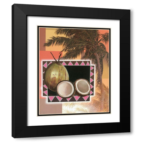 Coconut Tree Black Modern Wood Framed Art Print with Double Matting by Unknown