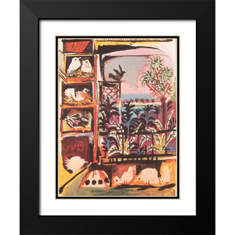Chicks Black Modern Wood Framed Art Print with Double Matting by Unknown