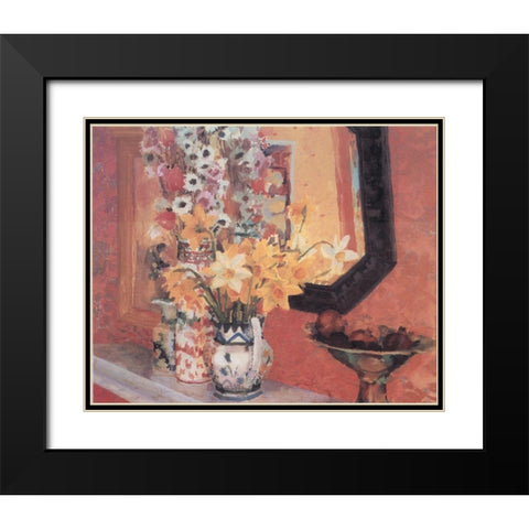 Three Vases Black Modern Wood Framed Art Print with Double Matting by Unknown