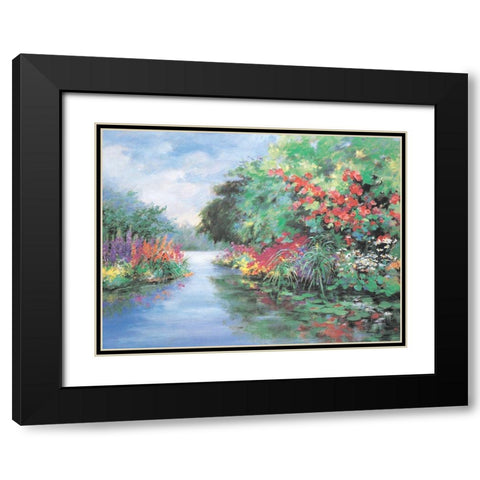 Lakeside Gardens Black Modern Wood Framed Art Print with Double Matting by Unknown