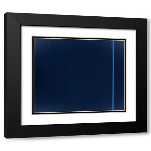 Blue Thin Line Black Modern Wood Framed Art Print with Double Matting by Unknown