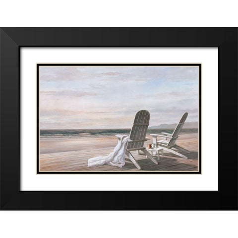 Coffee on the Beach II Black Modern Wood Framed Art Print with Double Matting by Unknown