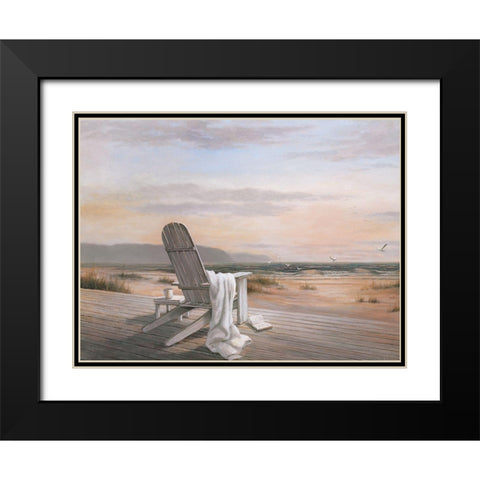 Coffee on the Beach II Black Modern Wood Framed Art Print with Double Matting by Unknown